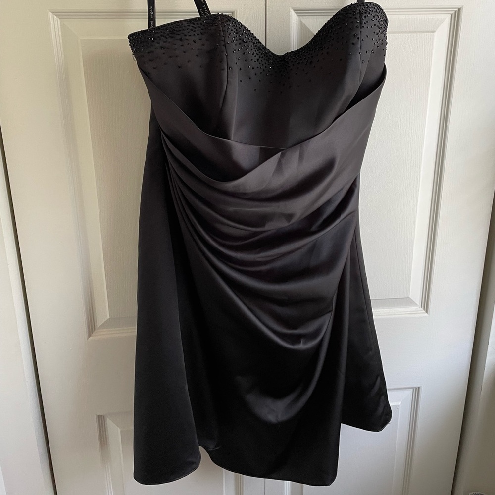 Alfred Angelo Black Strapless Beaded Satin Dress Size 22